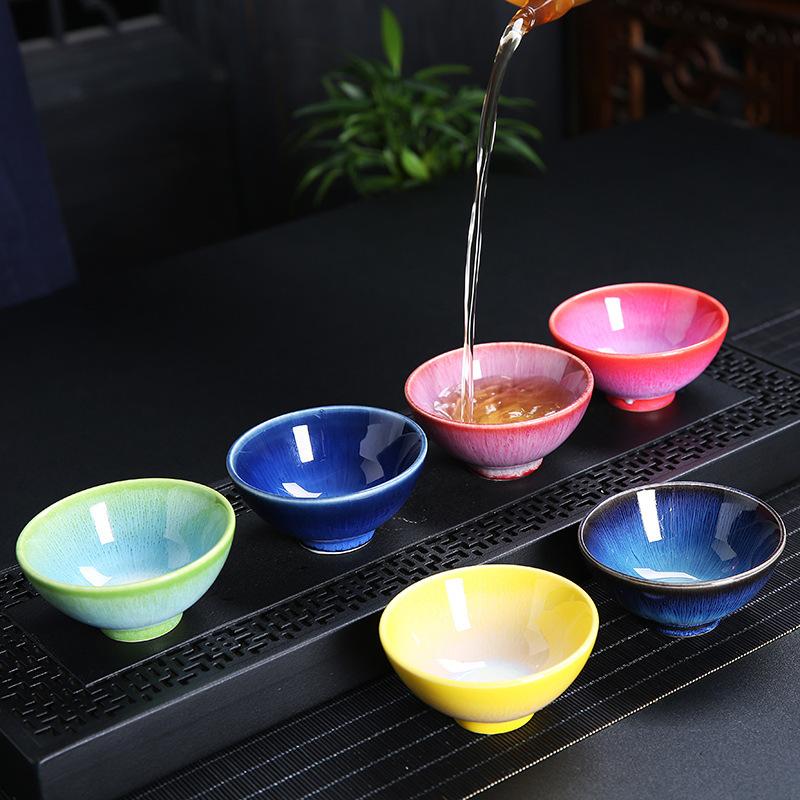 Ceramic Blue and Douli Set White Porcelain Hand-painted Household Kung Fu Tasting Bowl Tea Cup Kiln Ch