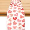 Valentine Table Runner(13x72 Inch) Red Pink Love Heart Pattern Coffee Table Decor Valentines Day Home Kitchen Dinning Desk Galentines Holiday Party