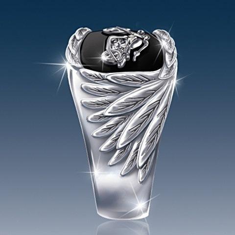 Neuer Hip-Hop Motorrad Schwarzer Gravierter Adler Schnabel Ring