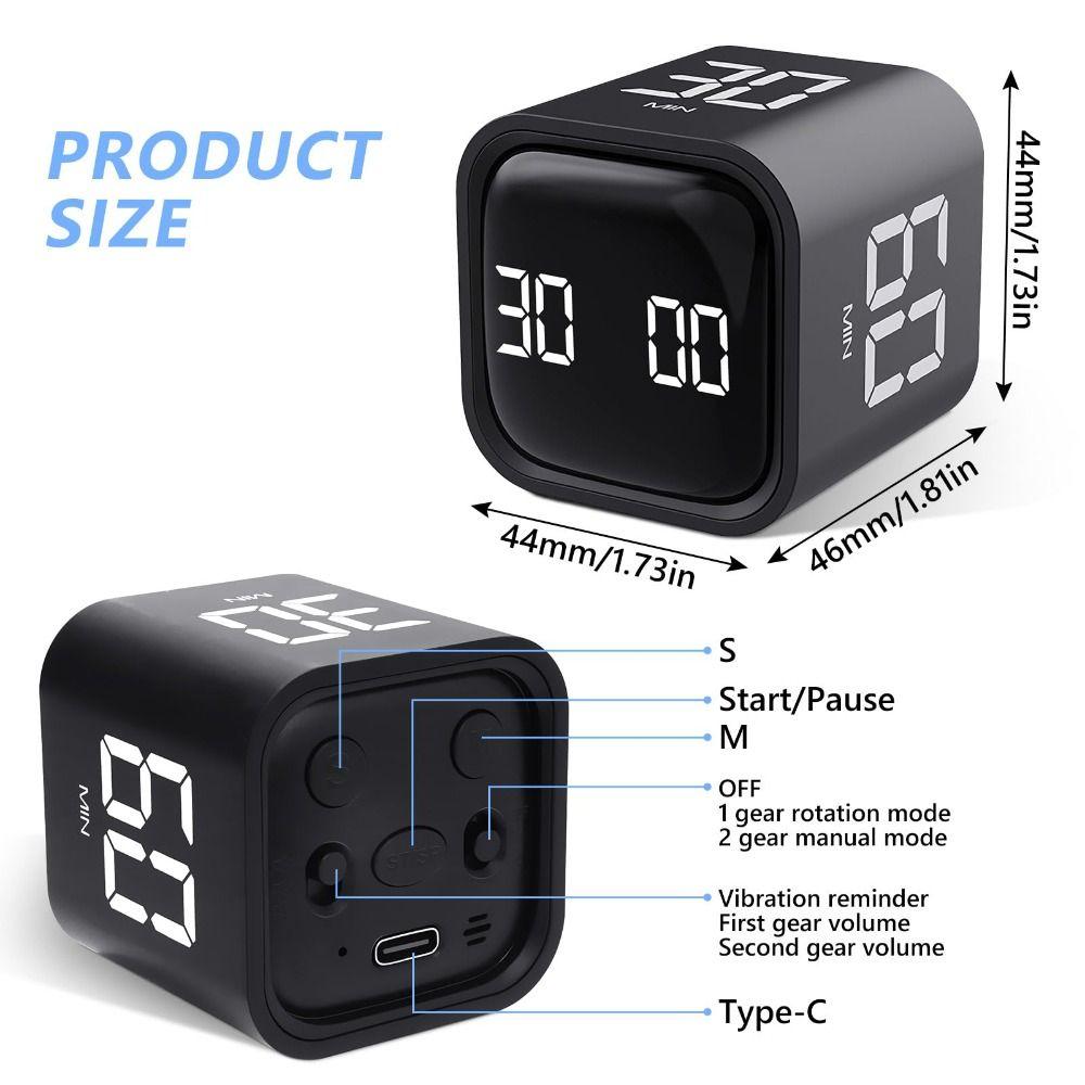 Gravity Sensing Pomodoro Timer 5/10/30/60min Digital Productivity Timer Alarm Clock  for Cooking