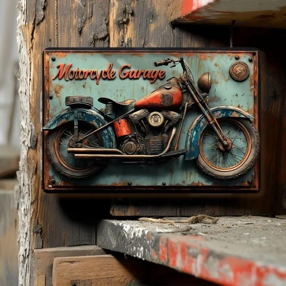 Moto metal interior plaque in the garage in the bar on the wall 20x30cm
