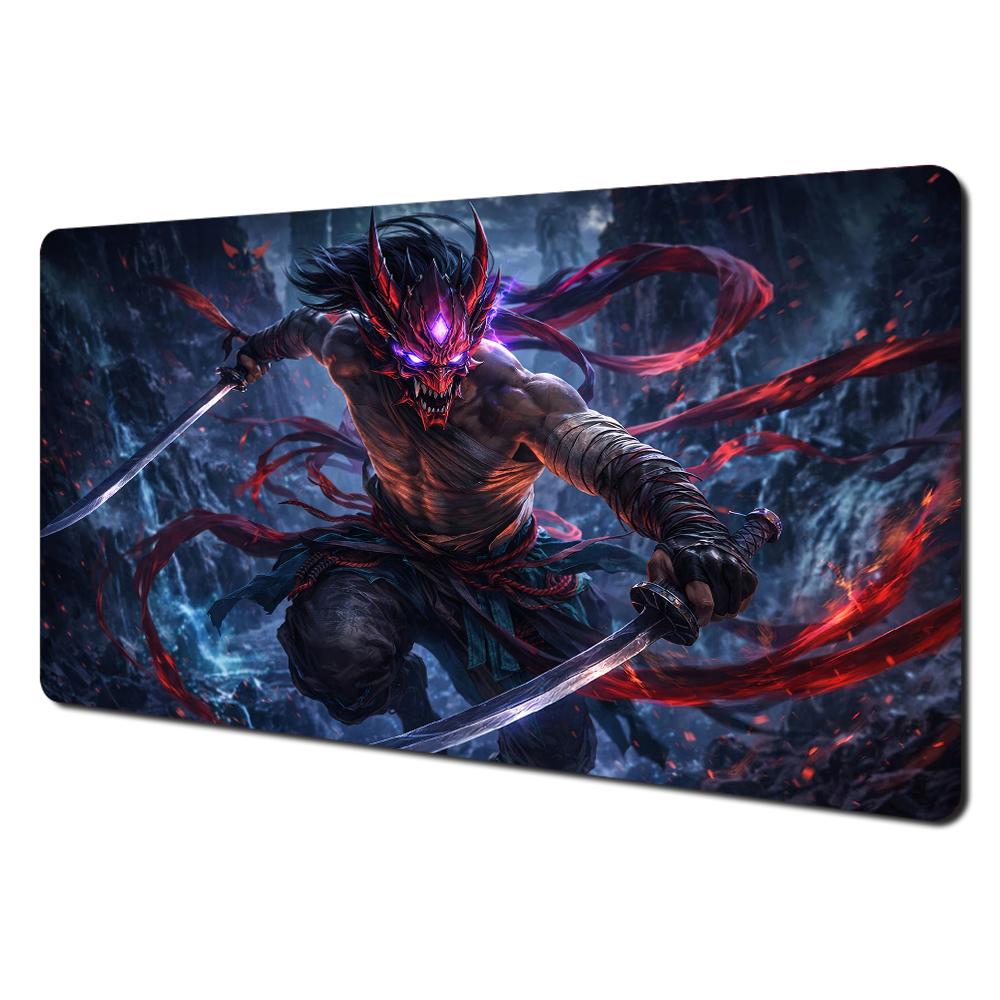Japanese Hannya Oni Mask Gaming Mouse Pad Large Extended Desk Mat Smooth NonSlip Base for Anime Gamer Desk Decor