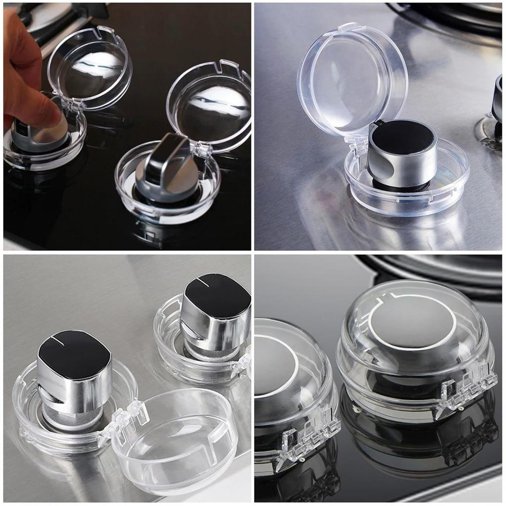 4/8pcs Stove Knob Covers Child Proof Switch Covers Black Transparent Color Prevent Kids Pets Turning on Stoves Universal Size