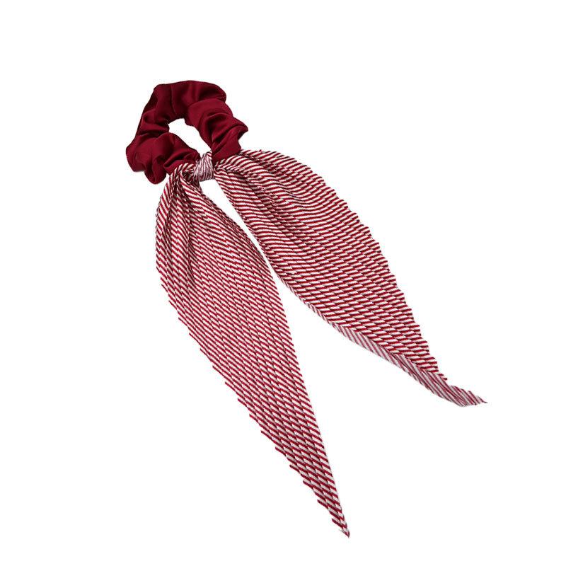 1PC French Retro Super Fairy Temperament Satin Bow Striped Hair Band Korean Internet Celebrity Sweet Girl Streamer Hair Rope