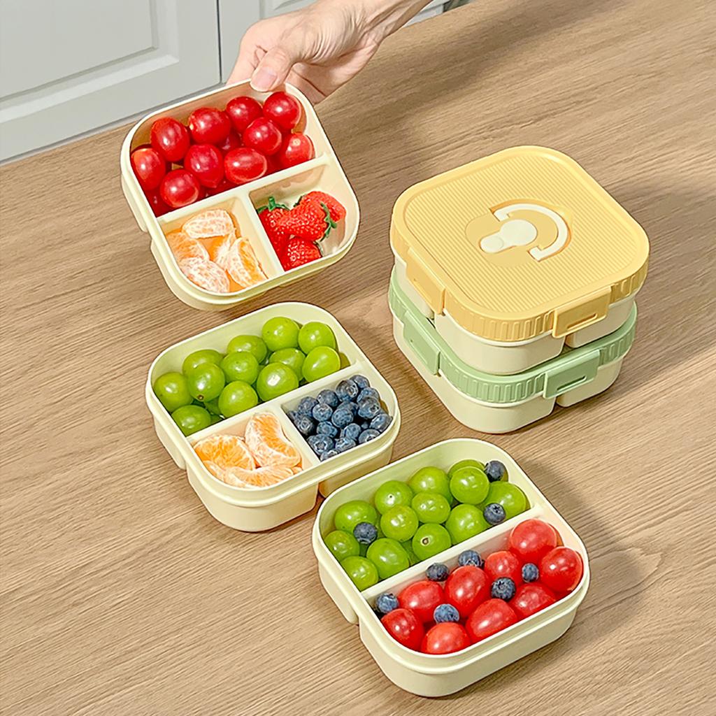 WORTHBUY Portable Plastic Lunch Box With Compartment Microwave Heatable Fruit Salad Lunch Container Student Leak-proof Bento Box