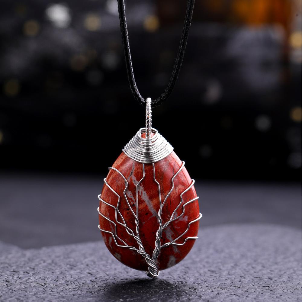 Waterdrop Life Tree Keychain Handmade Wire Wrapped Keychain Personalized Jewelry for Men Couple Family Keychain Pendant