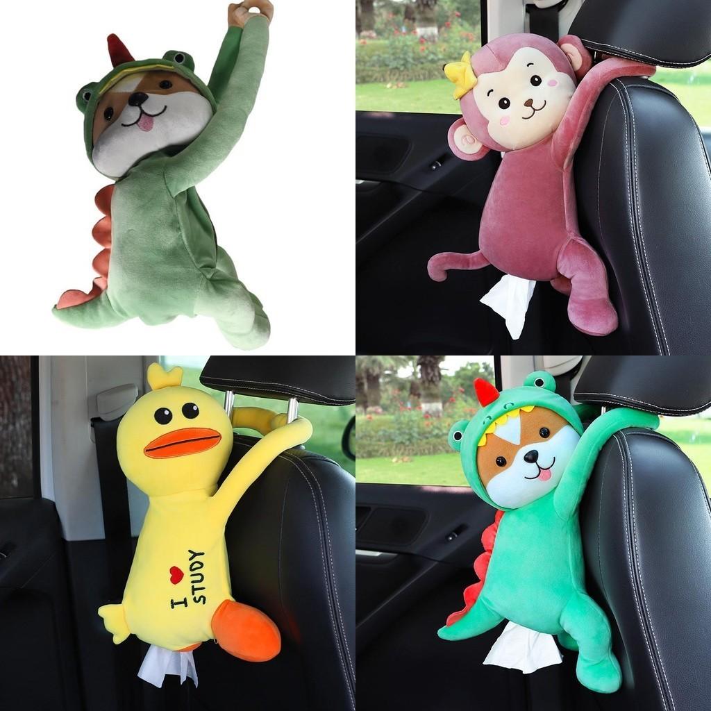 Cute Car Tissue Box For Backseat Plush Material Cartoon Character Design