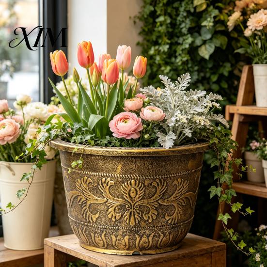 Large Capacity Decorative Planter Water Lily Planter, Vintage Round Plant Pot, Without Drainage Hole, Bowl with No Extra Plastic Flower Pot for Lotus,