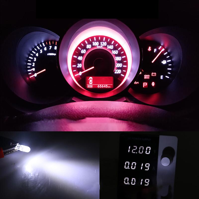 10Pcs  T5 Led Super Bright Cob Lights Wedge Dashboard Gauge Car Warning Indicator Instrument Cluster Lamp