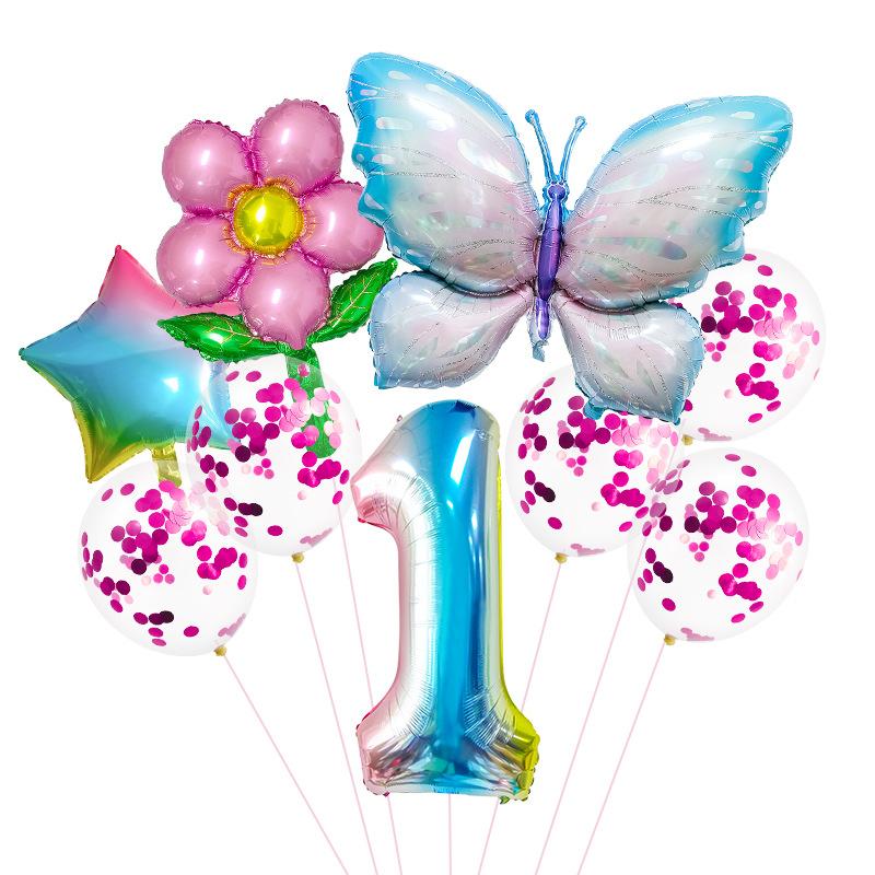 Butterfly Digital Balloon Birthday Party Aluminum Film Balloon Set Party Scene Decoration Props