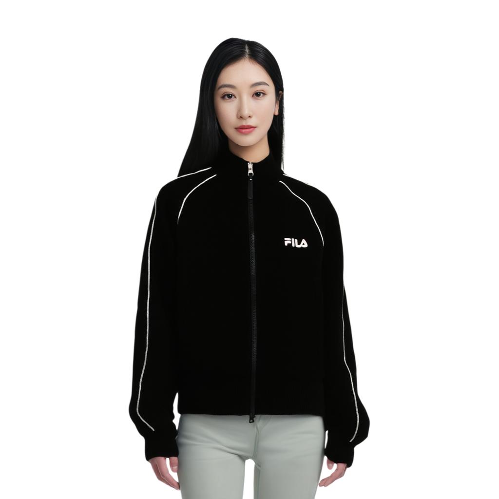 FILA Original Stand Collar Loose Warm Raglan Long Sleeve Jacket Women jackets F51W549502F-BK