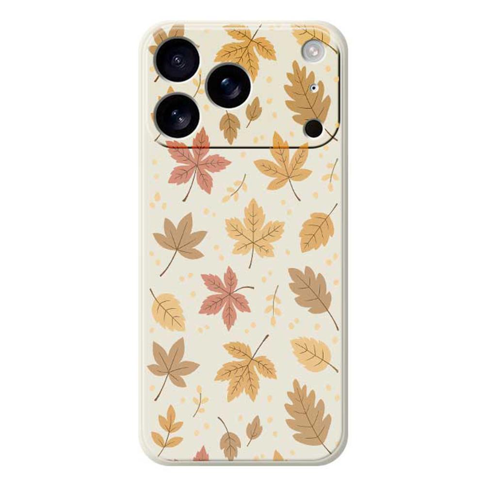 For iPhone 17 Pro Max Case Leaves Pattern Printing Straight Edge TPU Phone Back Cover