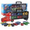 Durable Kids Vehicles Transport Car Carrier Semi Truck With 12 Mini Cars Gift Set