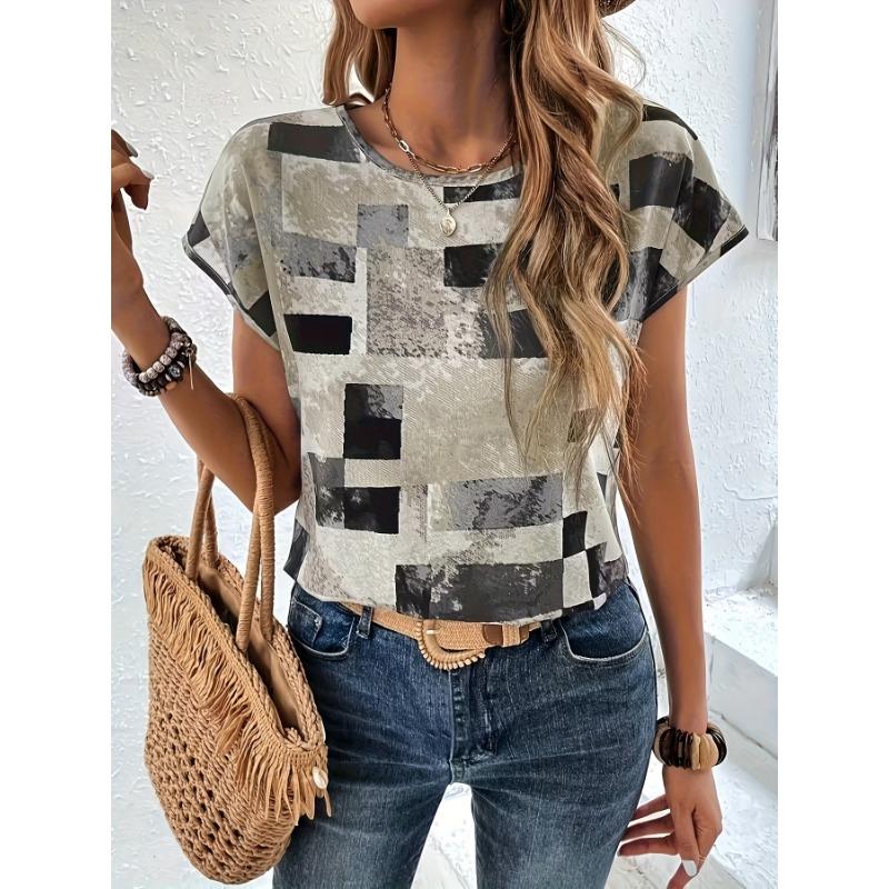 Ladies  elegant geometric printed shirt S