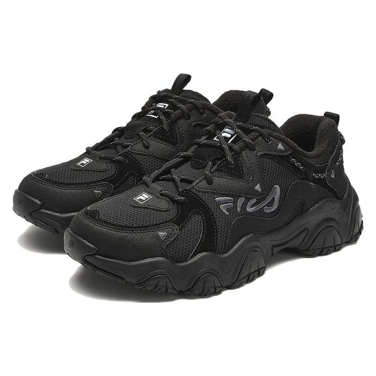 FILA Fluid 4 Cat Paw 4.0 We Fleece Fabric Synthetic Leather Versatile Trendy Easy Comfortable Low-Top Casual Shoes Women sneaker Black F12W342133FBK