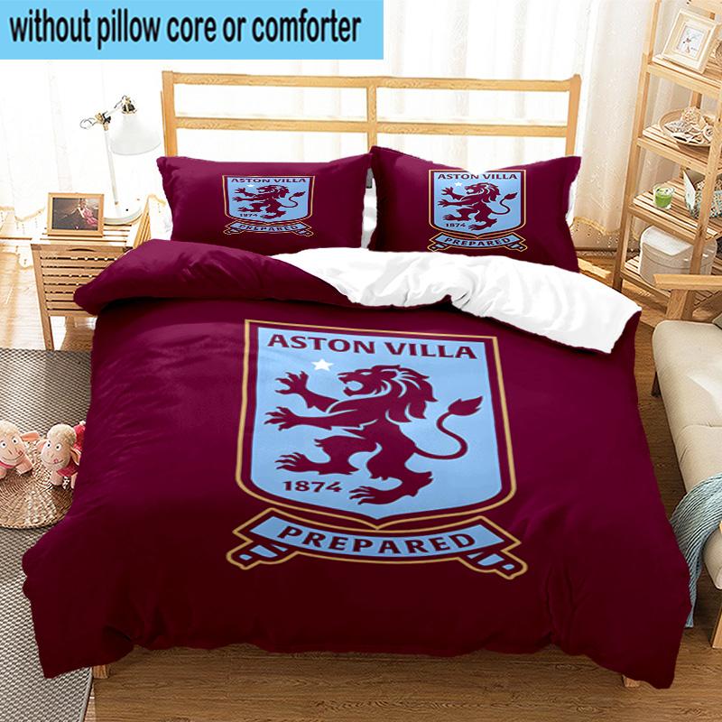 Set Biancheria da Letto Stampato Aston Villa Football Club 3 Pezzi Copripiumino Chiusura Include 1 Copripiumino e 2 Federe Set Biancheria da Letto Arredamento Casa Regali