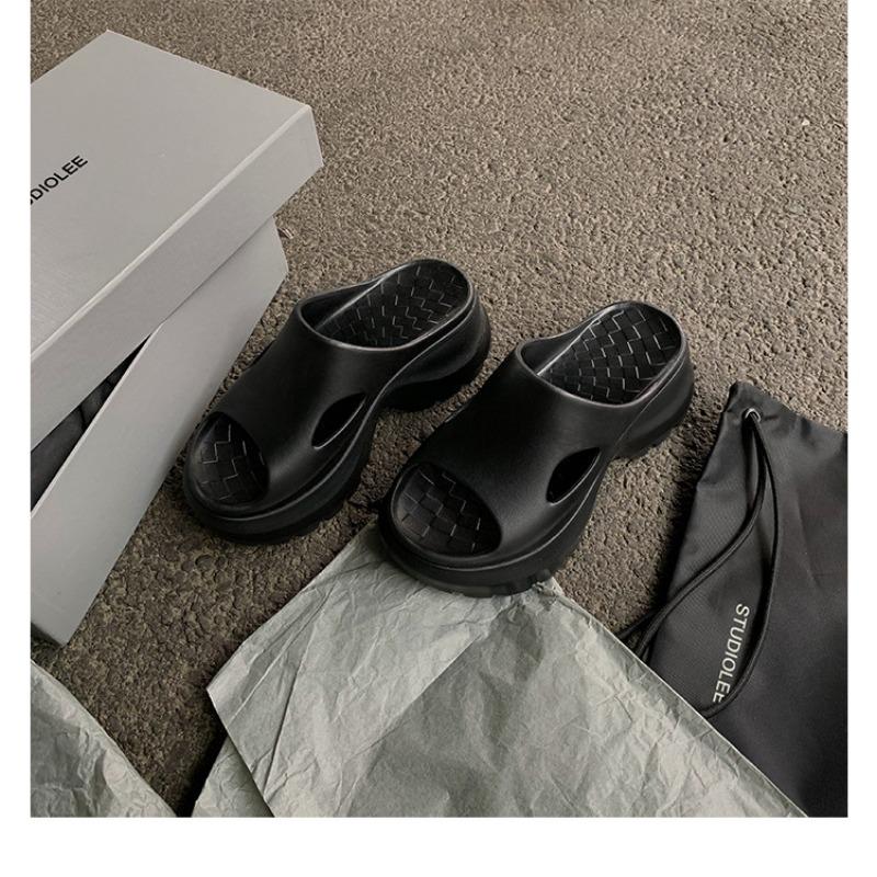 

Premium thick-soled height-increasing 7cm slippers women s summer outer wear ultra-light hollow open-toed cool slippers 40