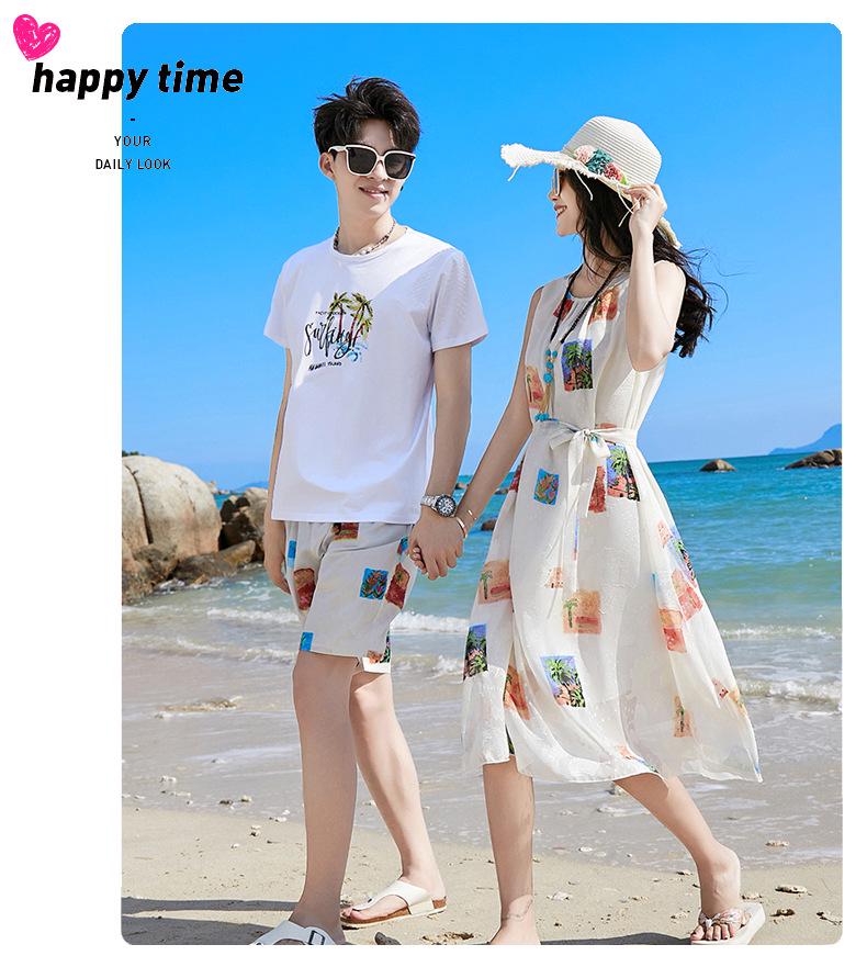 Chiffon Beach Outfits: Stylish Mother-Daughter Dresses for Family of Three or Four