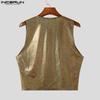 INCERUN Summer Men V Neck Glitter Sleeveless Party Clubwear Short Tank Tops