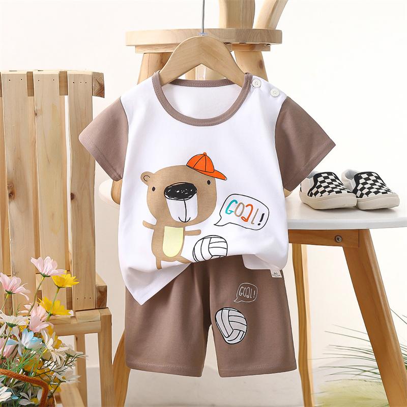 2026 Summer Kids O-Neck Short Sleeve Top Suits Baby Spring Cartoon Short Pant Two-pieces Set Suit for Girl Boy