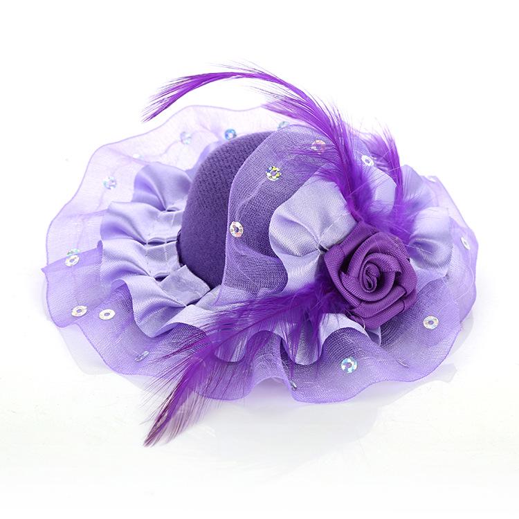 Girls' Performance Feather Flower Headpiece - Small Top Hat Hair Clip Accessory for Dresses