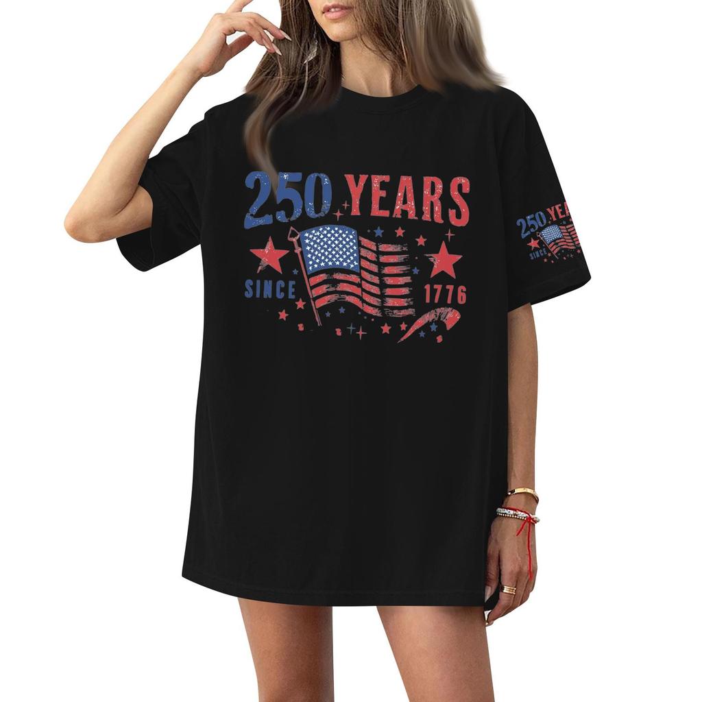Γυναικείο Κοντομάνικο T-shirt Τοπ με Στρογγυλή Λαιμόκοψη και Σχέδιο