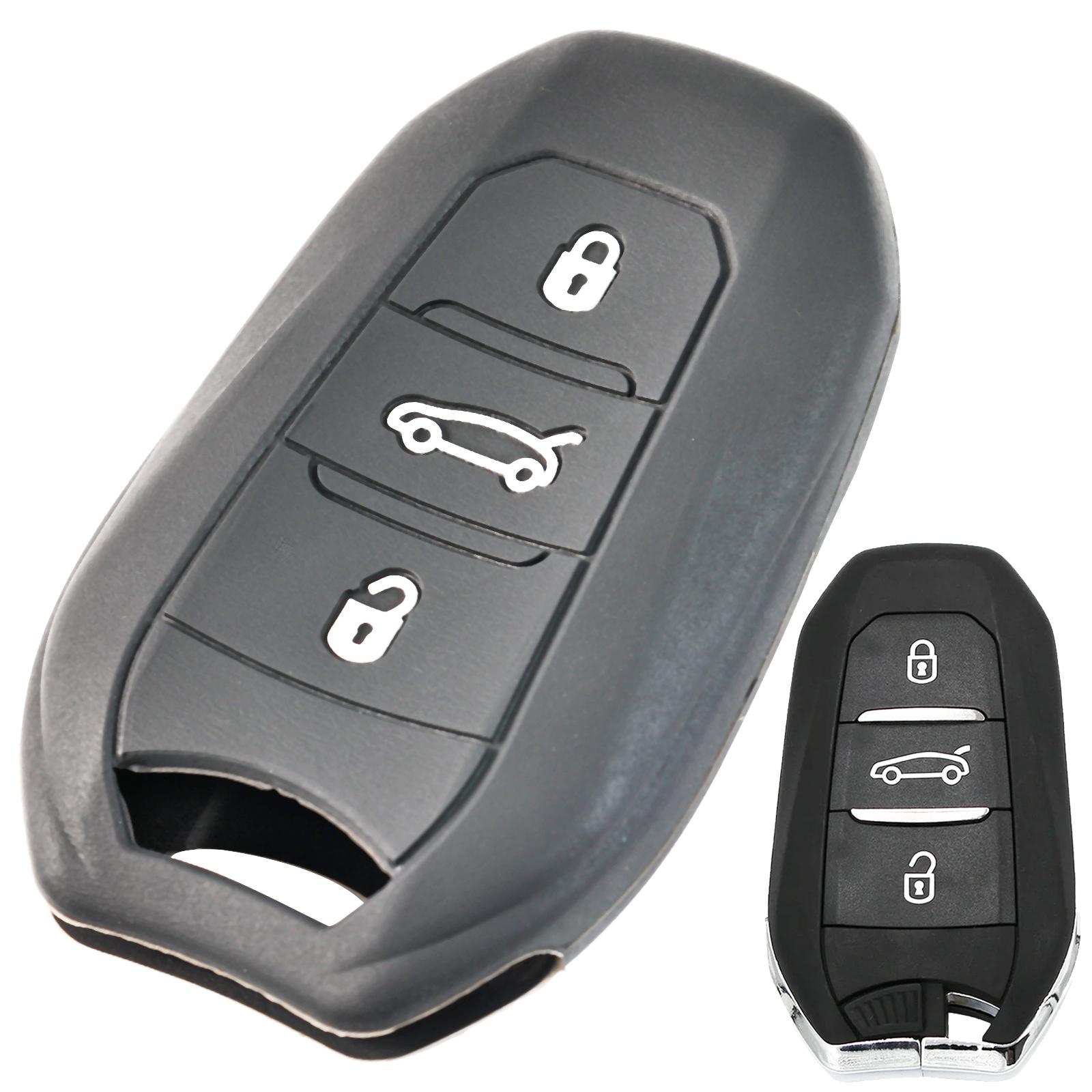 

Для Peugeot Citroen Opel Grandland X Corsa Zafira пульт дистанционного управления силиконовый 3 кнопки брелок цепь кольцо чехол держатель протектор чёрный