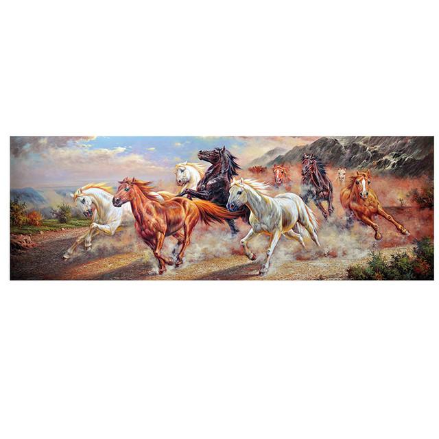 

Современная печатная картина маслом «Восемь бегущих лошадей» с животными на холсте, настенные художественные картины, картина для гостиной, домашний декор, Куадрос, без рамки 20*40cm