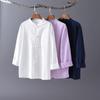 2026 Spring Women's Chinese Retro Linen Stand Collar Shirt with Frog Buttons for Tea Ceremony, Meditation, Zen & Tai Chi Exercise