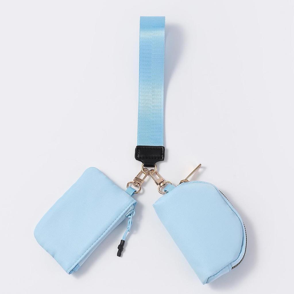 LULU Color Block Waterproof Nylon Coin Purse & Wristlet Key Bag