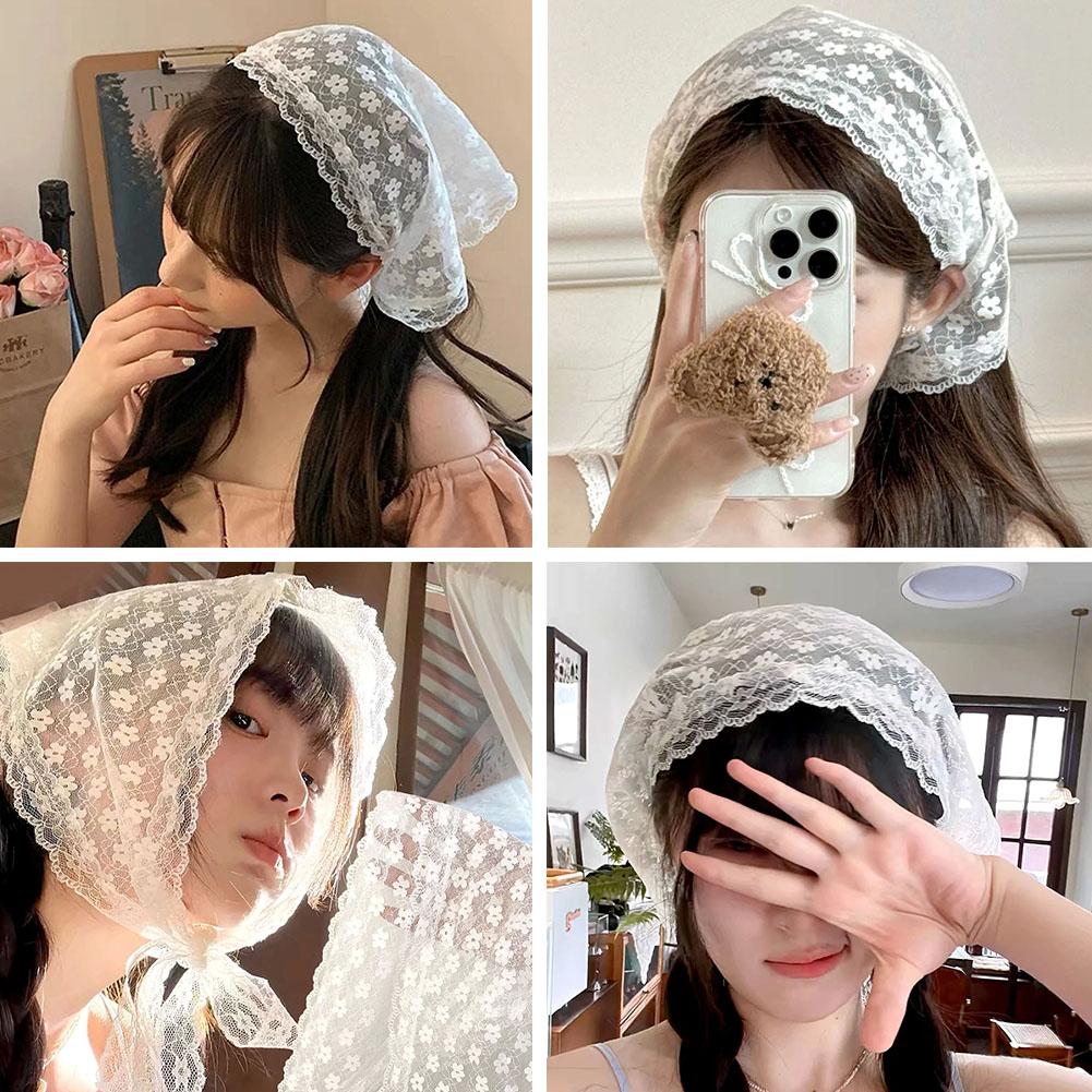 Lace Headband Woven Floral Hair Scarf Wraps Women Retro Accessories Headband Travel Lace Headsc R5J7