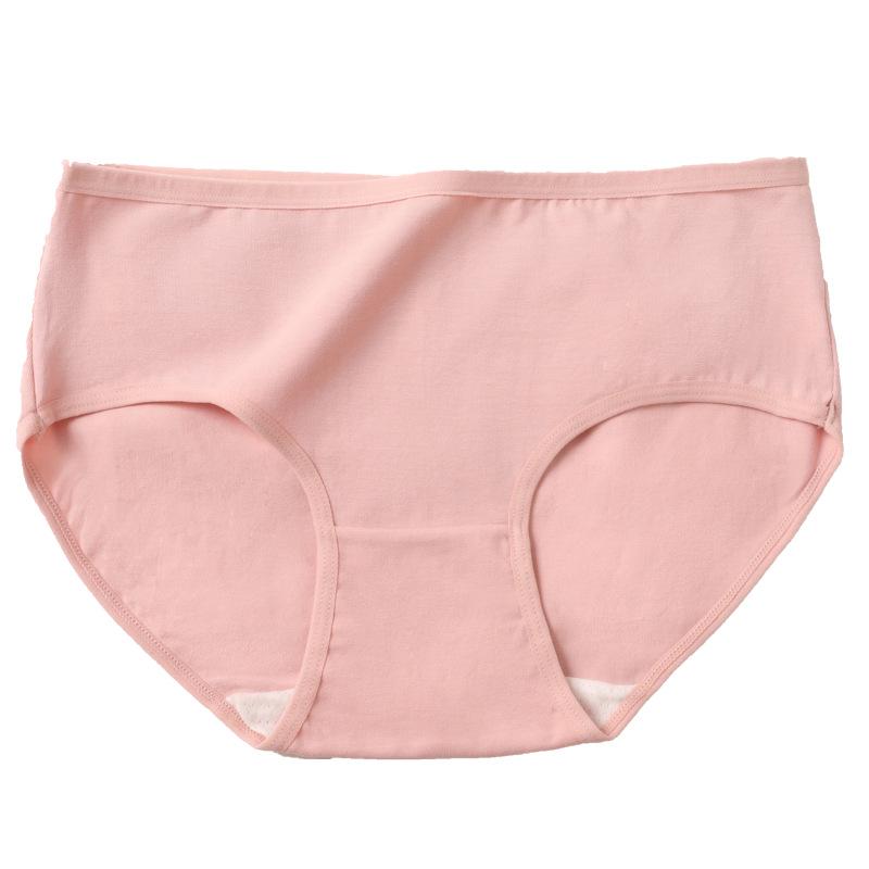 Simple Plus Size Women's Mid-Waist Cotton Panties - Solid Color Breathable Triangle Briefs