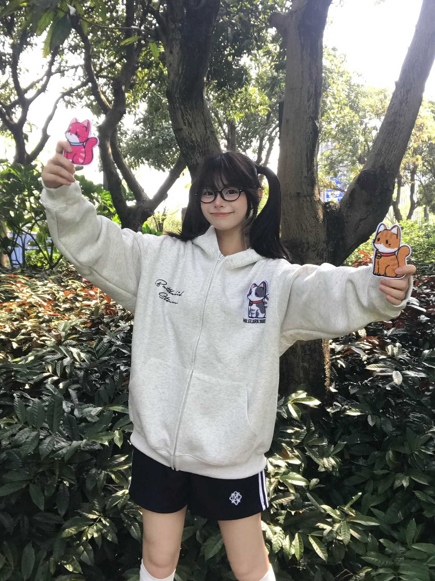 Американский ретро уличный милый котенок кардиган на липучке свитер женский бренд повседневный свободный парный M