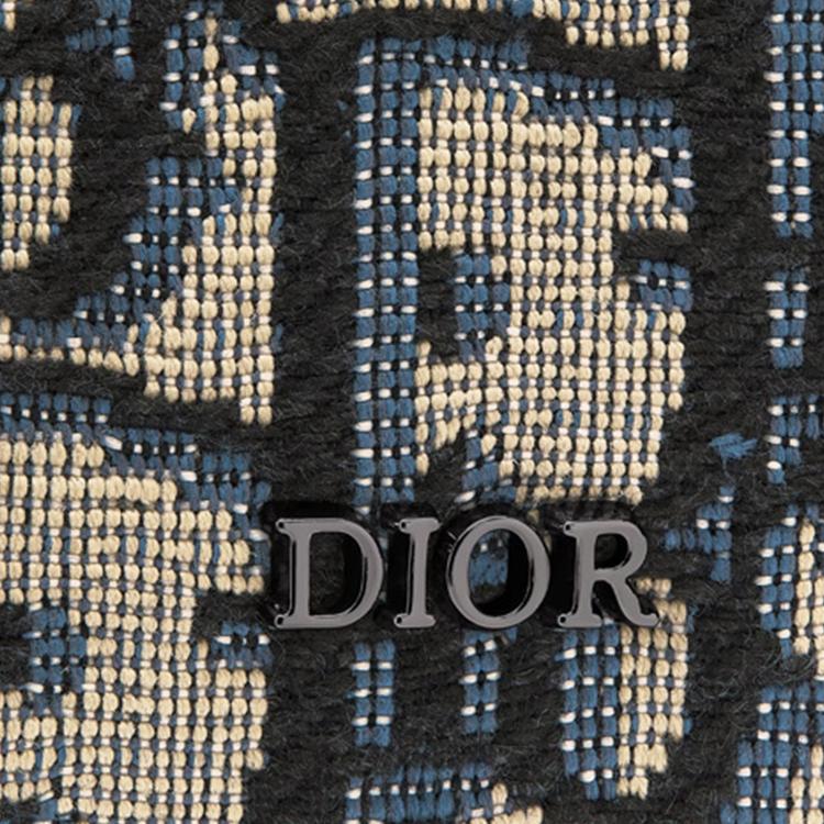 Dior Bestickte Monogramm Ledergefütterte Kurze Doppelfaltbare Stoff Geldbörse Unisex Geldbörse Beige Schwarz 2OBBH027YSE-H05E
