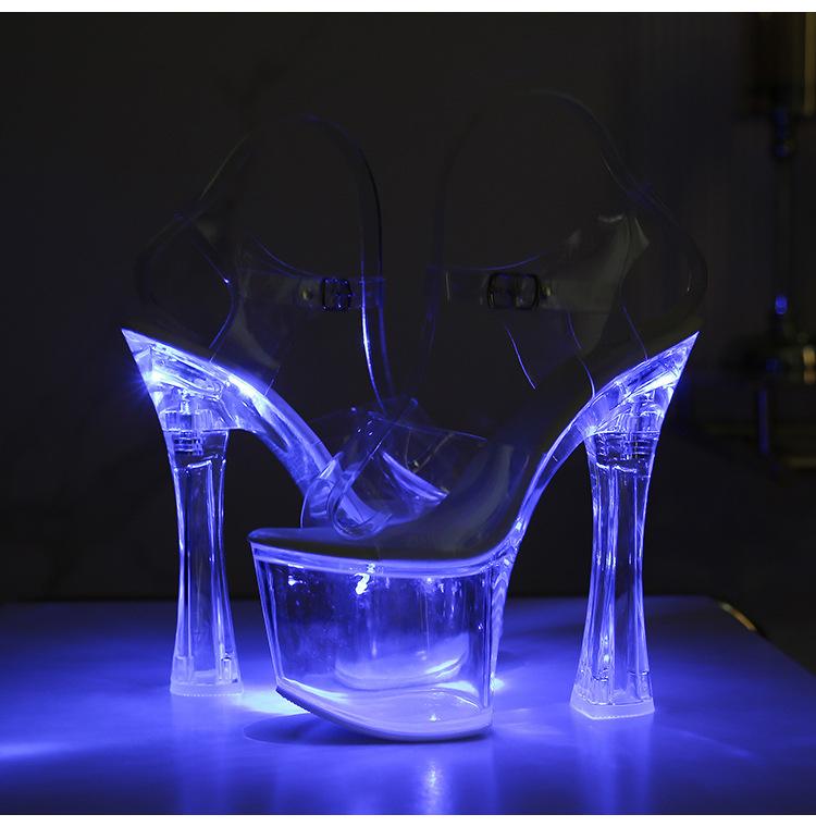 Nové Tlusté Vysoké Podpatky Boty do Nočního Klubu Svítící Boty Dámské Boty Módní Molo Pole Dance Boty Křišťálová Podrážka Sandály LFD-10367-Q1