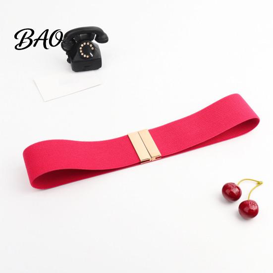 Stylish Waist Modifier Wide Elastic Belt, Adjustable Stretchy Belt with Metal Versatile Decorative Square Buckle, Slimming Waistband for Dresses