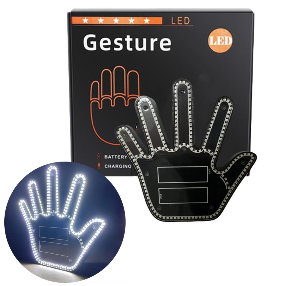 Gesture LED Wireless Adhesive LED Light Car Inside Window Sign Road Rage Middle Finger Up Funny Palm LED Hand Light