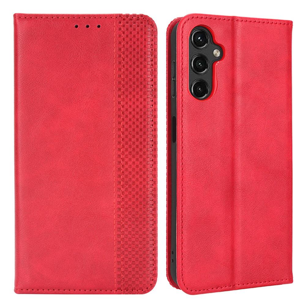 

Для Samsung Galaxy A24 4G (162,1 х 77,6 х 8,3 мм) Чехол для смартфона из ПУ кожи Винтажный Подставка Кошелек Противоударный Чехол для телефона Red