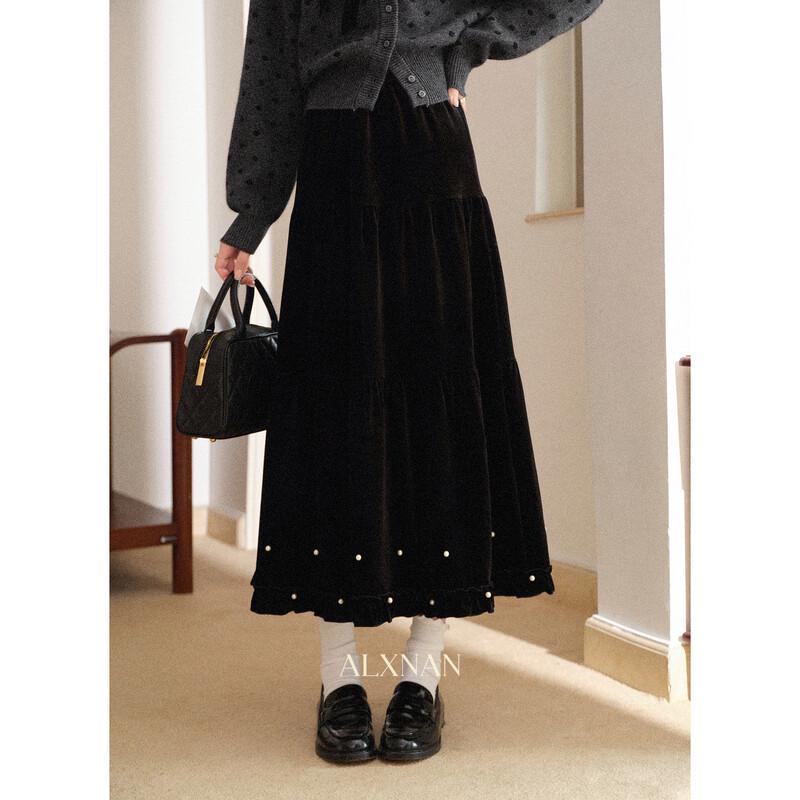 Черная вельветовая юбка-миди А-силуэта  Звездная ночь  от Luxiangnan S