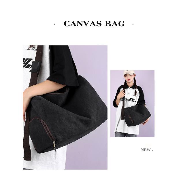 Zipper Canvas Small Barrel Bag Men'S Slant Shoulder Bag For Casual Travel Adjustable Sports Gym Bag Yoga Bag