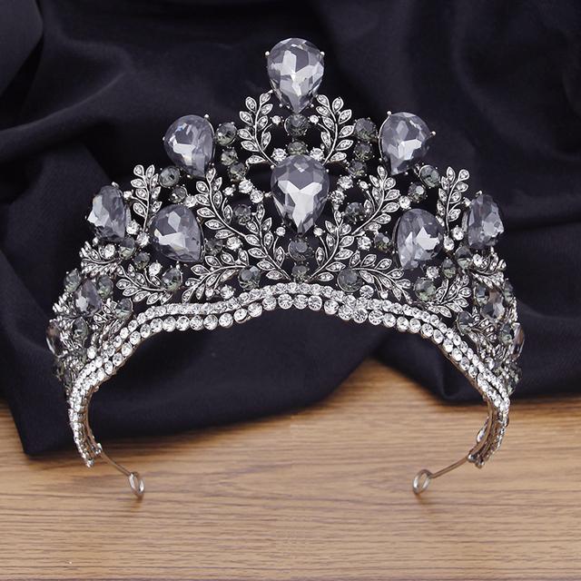 Quality Pageant Crown Headdress Royal Queen Large Water Drop Crystal Tiaras Diadem Bridal Wedding Hair Jewelry Bride Accessories