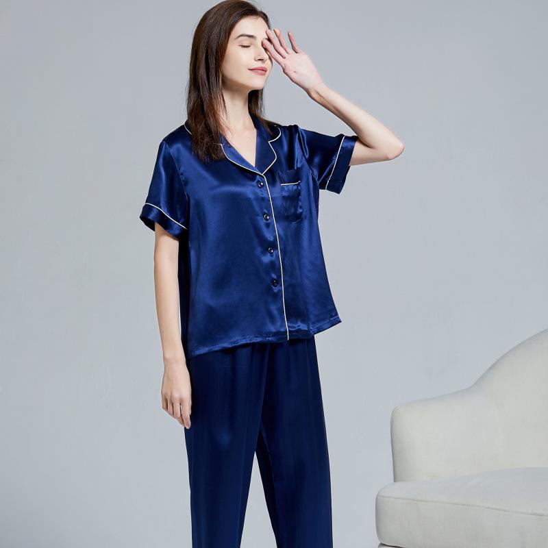 Women's Silk Pajama Set: Long Sleeve Two-Piece, 100% Mulberry Silk, Versatile for Home or Outdoors, Spring/Summer Style