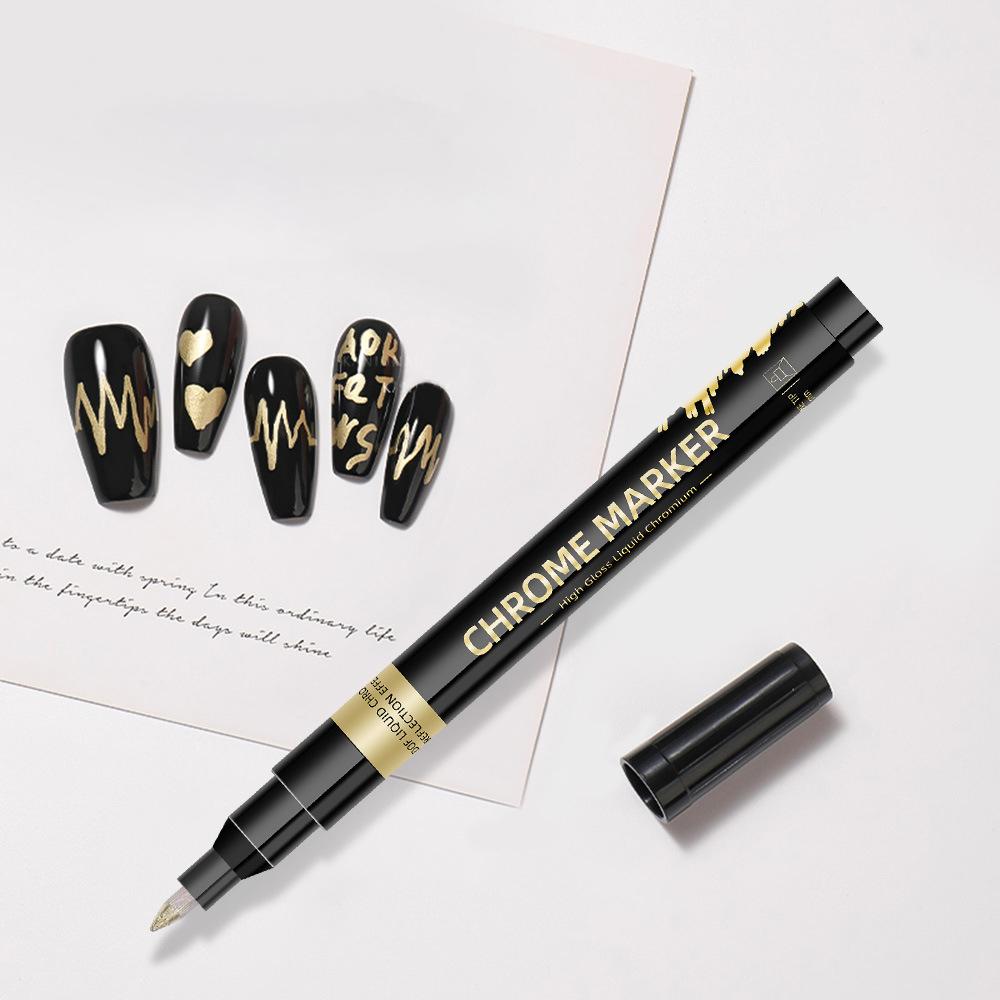 3color DIY Manicure Chrome Mirror Markers,0.7mm Nib Metal Pen Doodle Cards,Posters,Rock Mugs,Ceramic,Glass,Plating Pen 1 Pcs