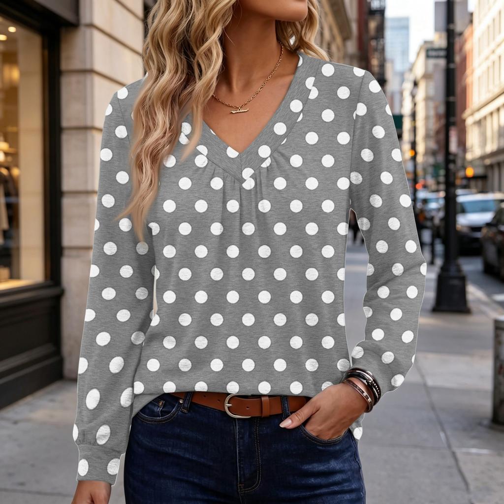 Damen Retro Bedruckte Baumwollähnliche Bluse für Lässige Tägliche Kleidung