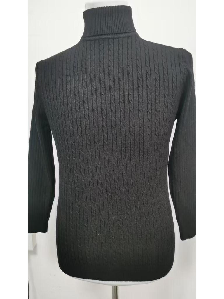 Men's Slim Fit High Collar Knitted Sweater Pullover - Trendy Cross-Border Autumn/Winter Long Sleeve Twisted Design