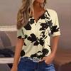 Women's T Shirt Tee Print Button Short Sleeve Daily Weekend Fashion Basic V- Neck Regular Top