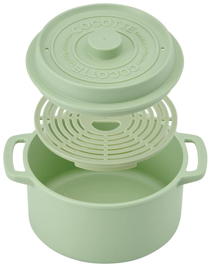 Skater Microwave Dusty Made in MWCP1 Cocotte-style Pot, 680ml, Green, Japan,
