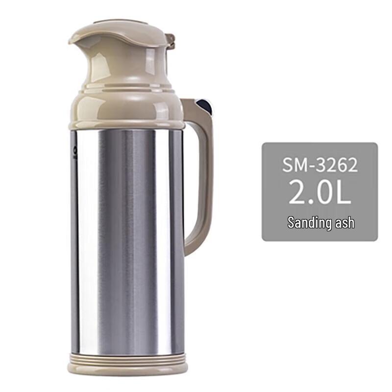 Термос Qingshui 2 л, нержавеющая сталь, стеклянная колба