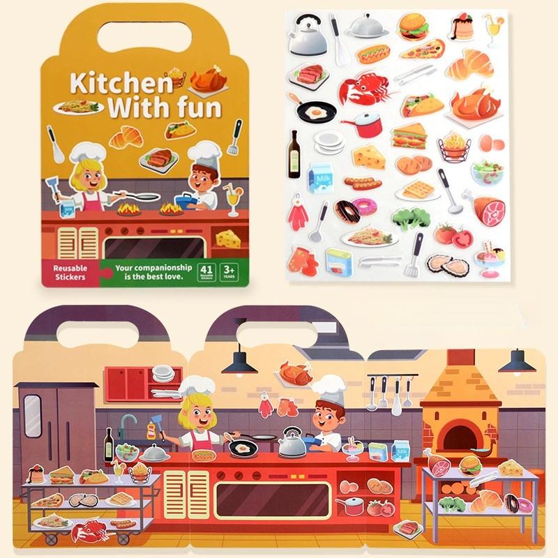 Kids' Reusable DIY Sticker Books Multi-Theme Bubble Sticker Jelly Stickers Portable Montessori Sticker Toy Gifts for Children