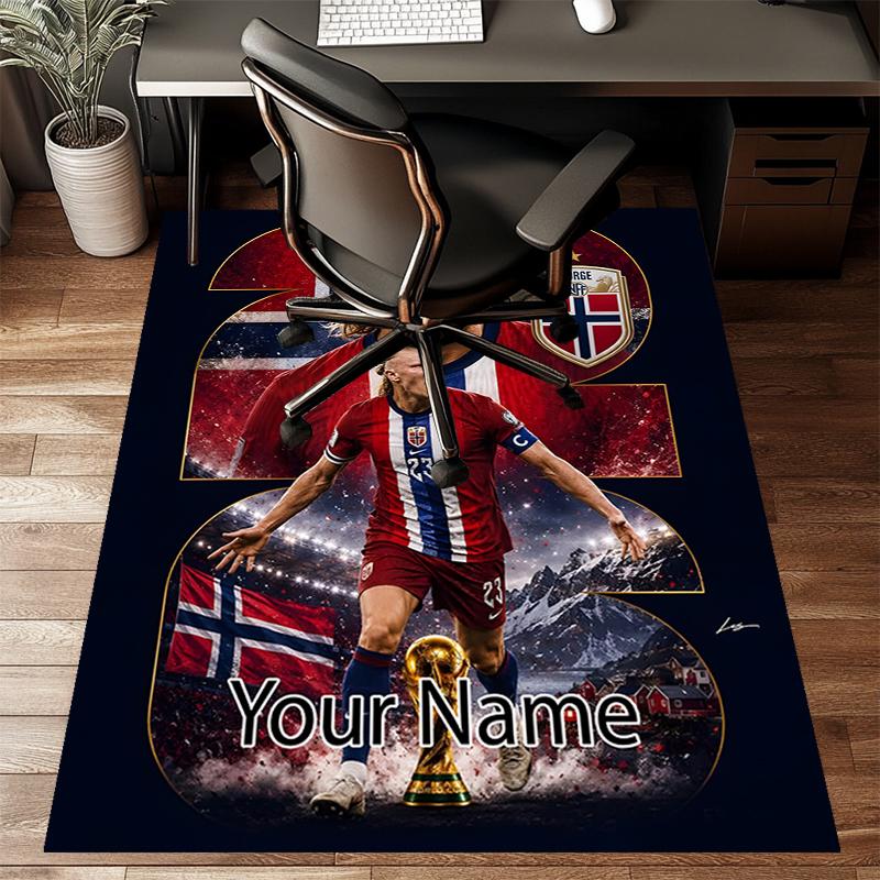 Haaland Design Area Rug Personalized Name- Non-Slip, Soft & Cozy Floor Mat for Living Room, Office - Indoor/Outdoor Carpet